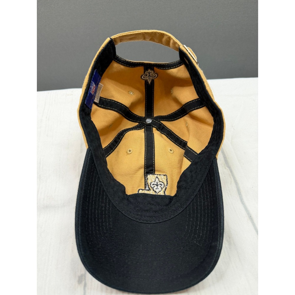 New Orleans Saints Reebok NFL Hat Mens Tan Black Louisiana Fleur De Lis OSFM - Picture 7 of 8